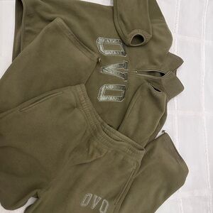 OVO Olive Green Fleece quarter zip & Sweatpants Set